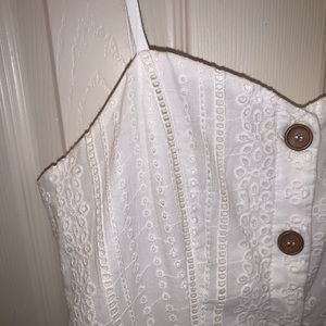 White long lace button down dress